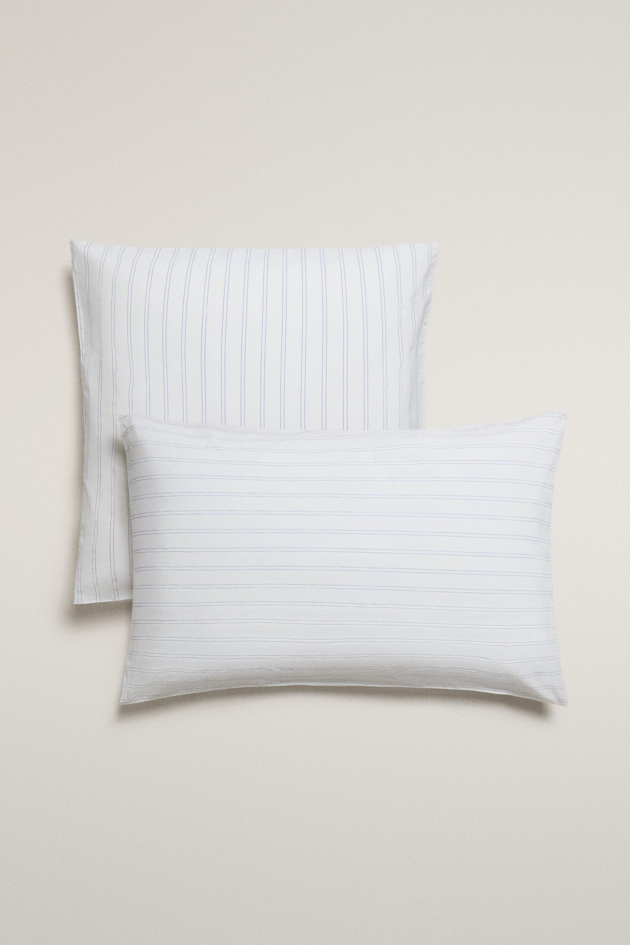 TAIE D’OREILLER DOUBLE RAYURES EN COTON